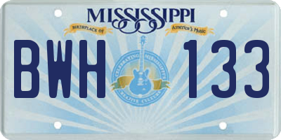 MS license plate BWH133