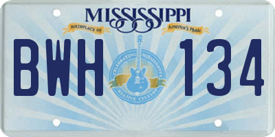 MS license plate BWH134