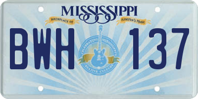 MS license plate BWH137