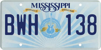 MS license plate BWH138