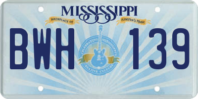 MS license plate BWH139