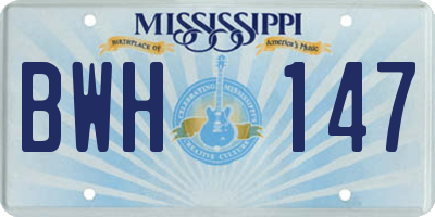 MS license plate BWH147