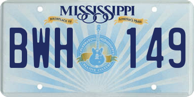 MS license plate BWH149
