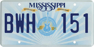 MS license plate BWH151