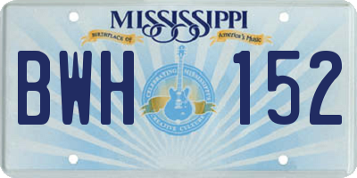 MS license plate BWH152