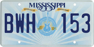 MS license plate BWH153