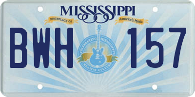 MS license plate BWH157