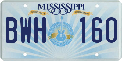 MS license plate BWH160