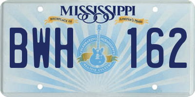 MS license plate BWH162