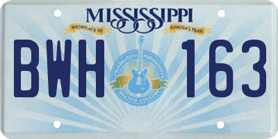 MS license plate BWH163