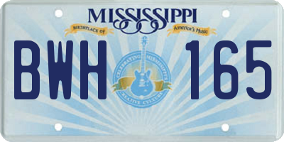 MS license plate BWH165