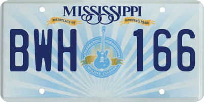MS license plate BWH166