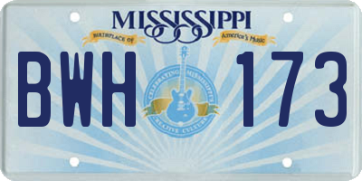MS license plate BWH173