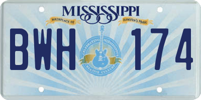 MS license plate BWH174