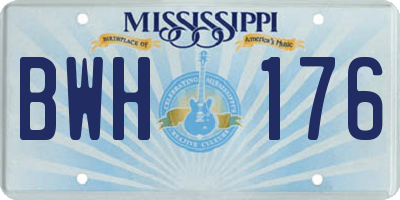 MS license plate BWH176