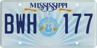 MS license plate BWH177
