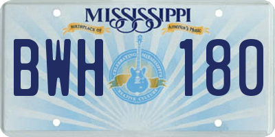 MS license plate BWH180