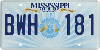 MS license plate BWH181