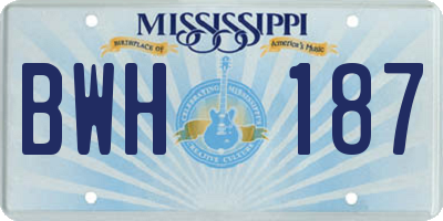 MS license plate BWH187