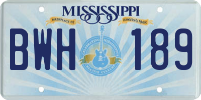MS license plate BWH189