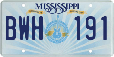 MS license plate BWH191