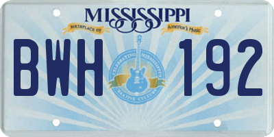 MS license plate BWH192