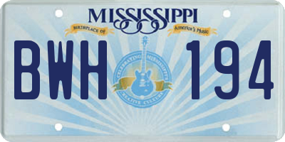 MS license plate BWH194