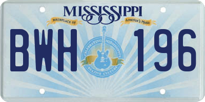 MS license plate BWH196