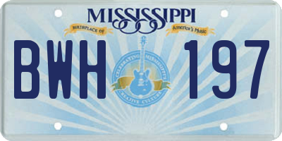 MS license plate BWH197