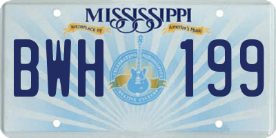MS license plate BWH199