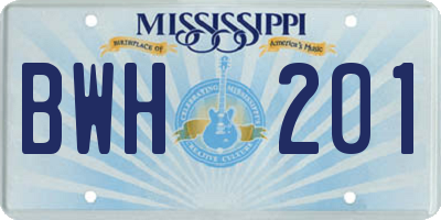 MS license plate BWH201
