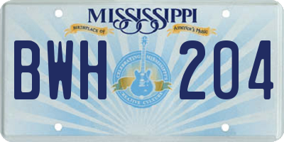 MS license plate BWH204