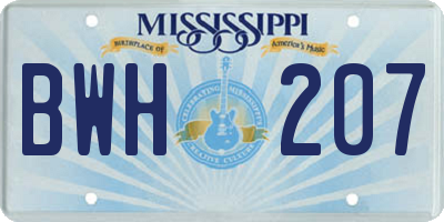 MS license plate BWH207