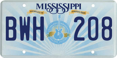 MS license plate BWH208