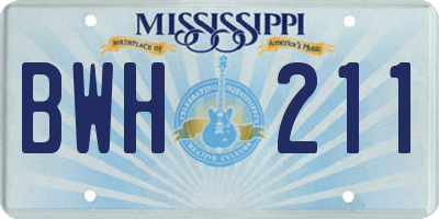 MS license plate BWH211