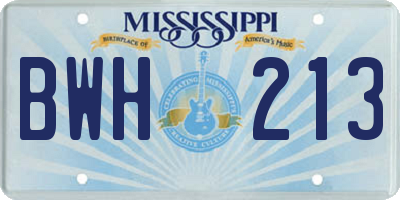 MS license plate BWH213