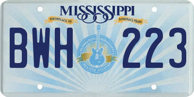 MS license plate BWH223