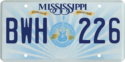 MS license plate BWH226