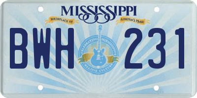 MS license plate BWH231