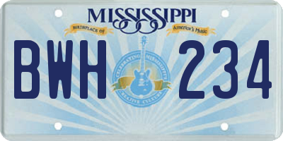 MS license plate BWH234