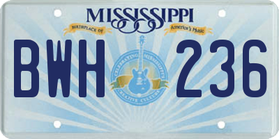 MS license plate BWH236