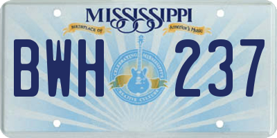 MS license plate BWH237
