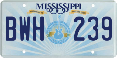 MS license plate BWH239