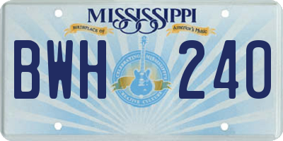 MS license plate BWH240