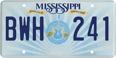 MS license plate BWH241