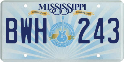 MS license plate BWH243