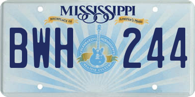 MS license plate BWH244