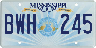 MS license plate BWH245