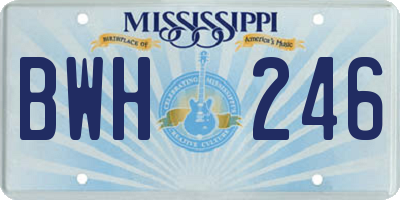 MS license plate BWH246