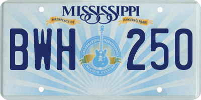 MS license plate BWH250